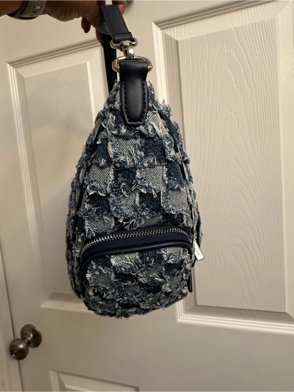 Michael Kors Denim Patchwork Shoulder Bag in Blue and Navy - Picture 5 of 15
